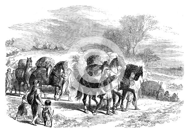 Carrying bread to London on pack-horses, c1895. Artist: Unknown