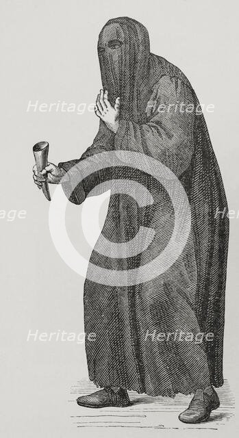 Poor man ashamed - alms begging in the churches and streets of Venice, 1590, (1877). Creator: Unknown.