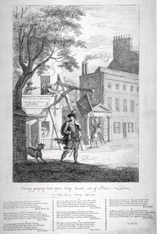 'Sawney ganging back again, being turned out of place', 1782.                          Artist: Francesco Bartolozzi