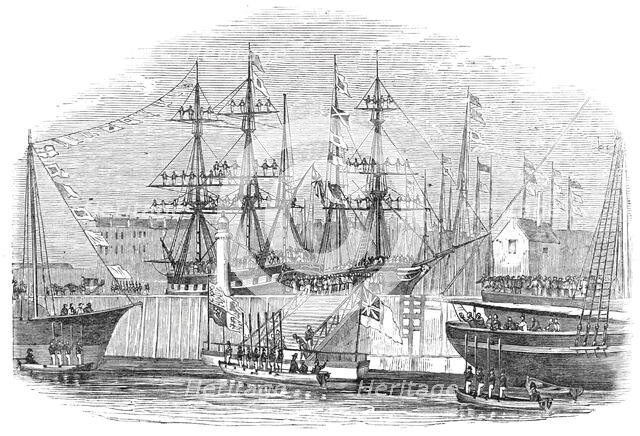 Her Majesty and Prince Albert disembarking Dundee, 1844. Creator: Ebenezer Landells.