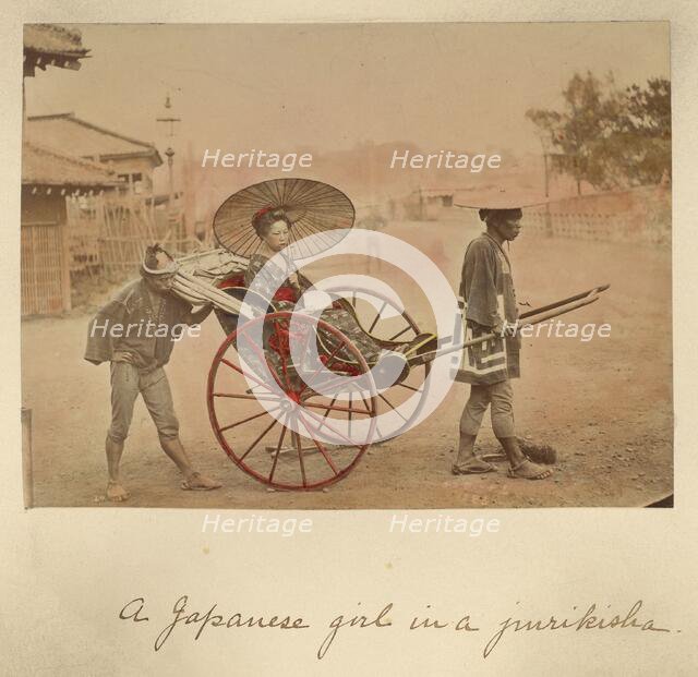 A Japanese girl in a jurikisha, about 1873-1883. Creator: Shinichi Suzuki I.