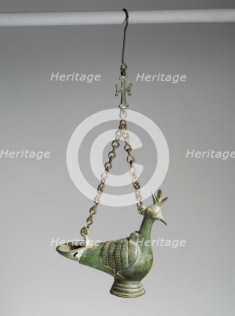 Hanging Lamp in the Form of a Peacock, Byzantine, 6th-7th century. Creator: Unknown.