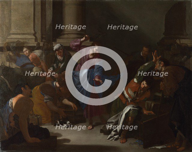 Christ driving the Traders from the Temple, c. 1645. Artist: Cavallino, Bernardo (1616-1656)