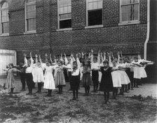 Grade school, Washington, D.C. - outdoor exercise class, (1899?). Creator: Frances Benjamin Johnston.