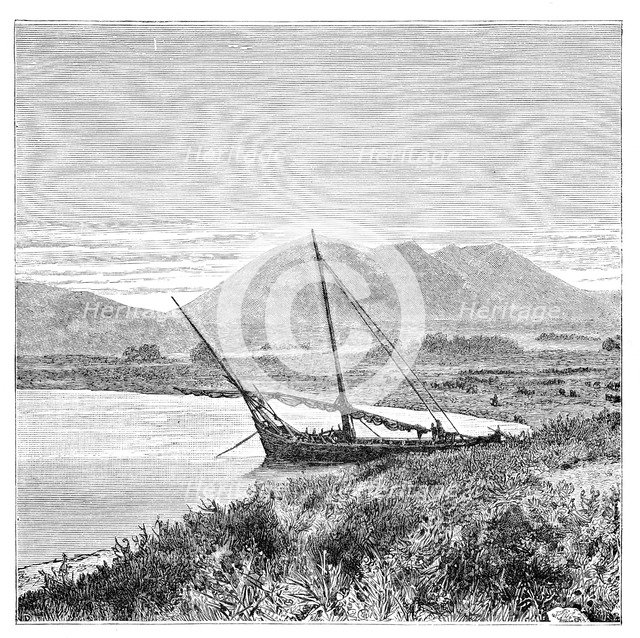 Lake Van, Tadwan Bay and Mount Nimrud, Turkey, 1895. Artist: Unknown