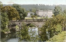 Chatsworth House and bridge over the River Derwent, Derbyshire, c1910. Artist: Unknown