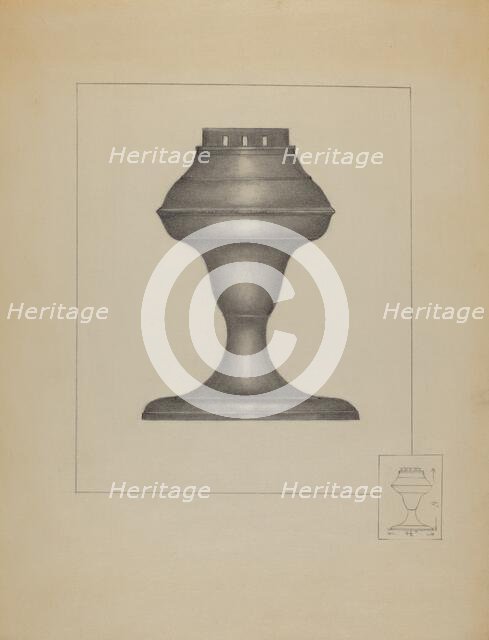 Pewter Lamp, c. 1936. Creator: Joseph Stonefield.