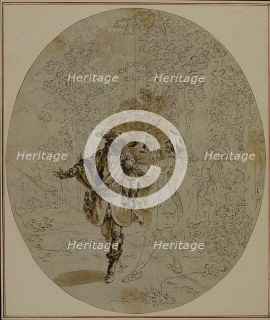 Study for a second edition, never published, of Colle's "La Partie de Chasse de Hen..., before 1766. Creator: Hubert Francois Gravelot.
