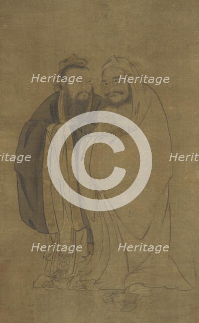 Confucius and Buddha Cradling a Qilin, Ming dynasty, 15th century. Creator: Unknown.