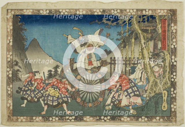 The Carriage-pulling Scene (Kurumabiki no dan), from the series "Sugawara's..., c. 1830/44. Creator: Sadahide Utagawa.