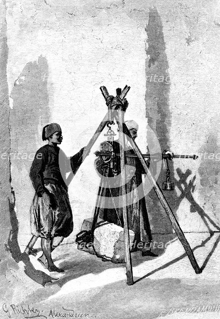 Weighing of the Blocks of Stone, Egypt, 1880. Artist: R Brandamour
