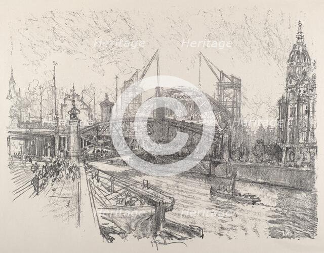 Building the Freidrich-Strasse Station, 1921. Creator: Joseph Pennell.