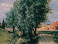Building Site with Willows, 1846. Artist: Menzel, Adolph Friedrich, von (1815-1905)