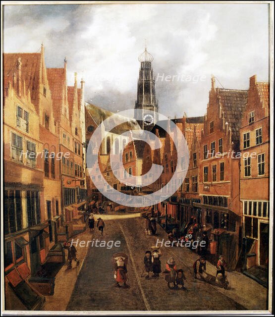 View of the Grote Houtstraat in Haarlem, 17th century. Creator: Hals, Nicolaes (1628 - 1686).