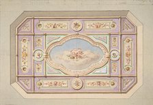 Design for a ceiling with putti, second half 19th century. Creators: Jules-Edmond-Charles Lachaise, Eugène-Pierre Gourdet.