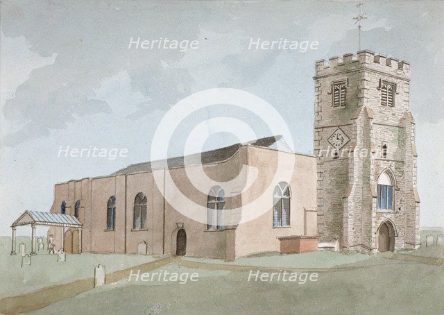 North-west view of All Saints Church, Edmonton, Enfield, London, 1800. Artist: Anon