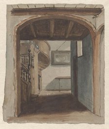 Interior looking towards staircase, 1830-1889. Creator: Jan Fabius.