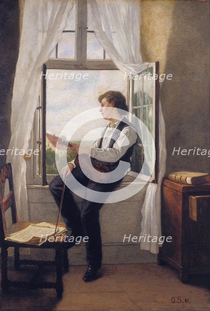 The Violinist at the Window. Artist: Scholderer, Franz Otto (1834-1902)