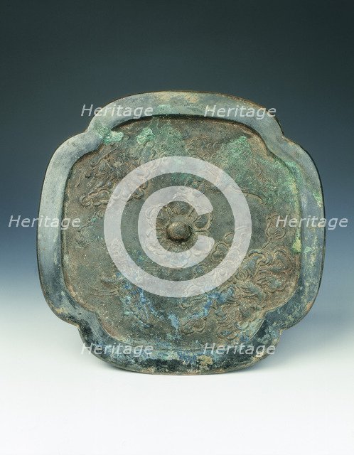 Bronze mirror with phoenix, stork and peonies, Northern Song dynasty, China, 11th century. Artist: Unknown