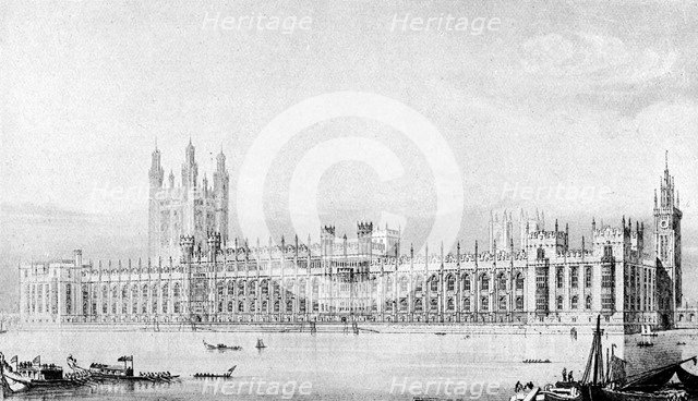 One of Barry's design for the new Houses of Parliament, 21 May 1836, (c1920).Artist: Sir Charles Barry
