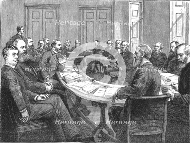 'H.R.H. The Prince of Wales Examining Lord Shaftsbury before the Royal Commission...', 1891. Creator: Unknown.
