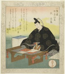 Paper: Fujiwara no Sadaie (Kami: Teika), from the series "The Four Friends of the Writ ..., c. 1827. Creator: Gakutei.