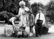 The Queen Mother, with three of her grandchildren, Clarence House, London, 1970. Artist: Unknown