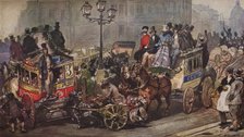 'Scene at Ludgate Circus', 1850. Artists: Otto Limited, Eugene Louis Lami.