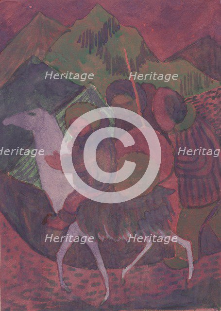 Figure on a horse, c1950. Creator: Shirley Markham.