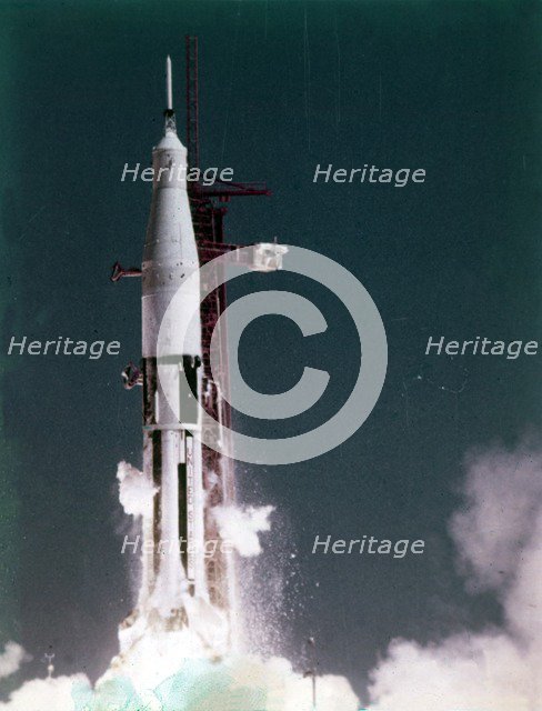 Saturn V rocket lifting off, Kennedy Space Center, Merritt Island, Florida, USA.  Creator: NASA.
