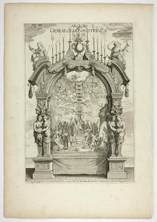 Genealogical Tree of the Austrian Royal Family, plate 32 from Casperius Gevartius, Pompa..., 1642. Creator: Theodoor van Thulden.
