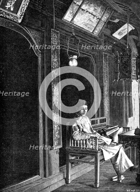 Sketches of Annam, Cochin China: a domestic interior, 1883. Creator: Kemp.