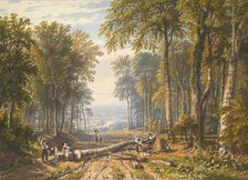 Woodcutters at Park Place, Henley, the River Thames Beyond, ca. 1826. Creator: William Havell.
