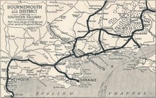 'Bournemouth and District, shewing Southern Railway connections', 1929. Artist: Unknown.