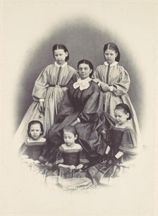 [Portrait of a Seated Woman Surrounded by Five Girls, Seated and Standing], 1850s-60s. Creator: Franz Antoine.