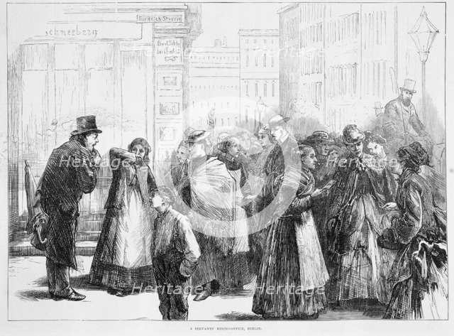 Servants' hiring office, Berlin, Germany, 1874. Artist: Unknown