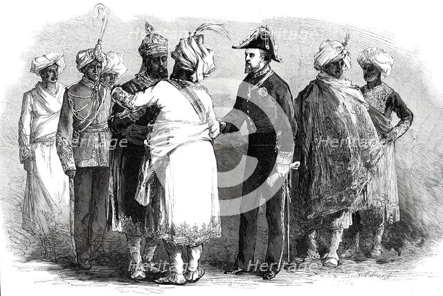 Rajahs introduced to each other while waiting for the Prince of Wales at Calcutta...1876. Creator: William James Palmer.