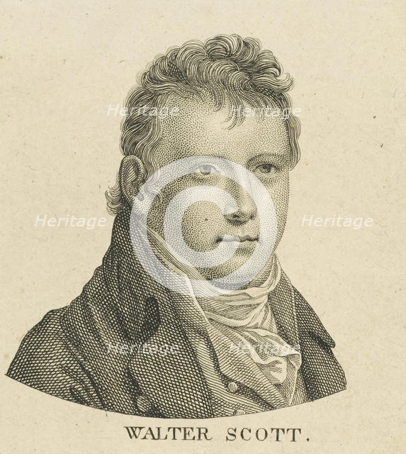 Portrait of the historical novelist and poet Sir Walter Scott (1771-1832), c. 1800. Creator: Anonymous.