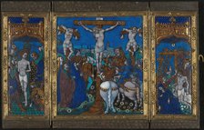 Triptych with The Crucifixion, The Flagellation, and The Entombment, Limoges, c. 1500. Creator: Unknown.