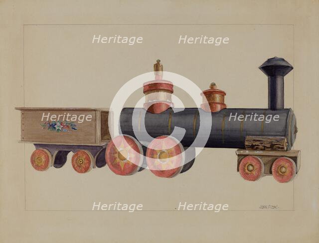 Toy Locomotive, c. 1936. Creator: John Fisk.