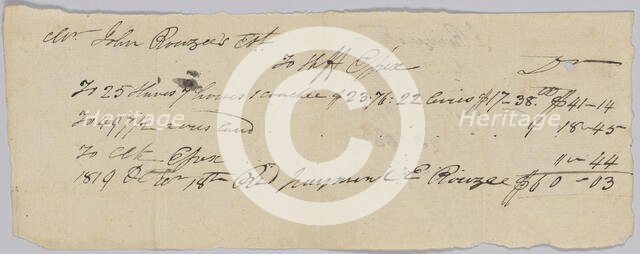 Record of taxes on property, including enslaved persons, owned by John Rouzee, October 18, 1819. Creator: Unknown.