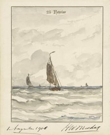 Sea with fishing boats, 1906. Creator: Hendrik Willem Mesdag.
