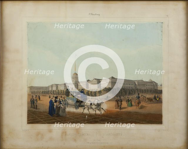 The Admiralty in Saint Petersburg, End 1840s. Creator: Arnout, Louis Jules (1814-1868).