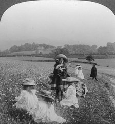 Children in a meadow, Keswick, Cumbria.Artist: Excelsior Stereoscopic Tours