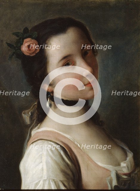 'A Girl with a Rose', mid 18th century. Artist: Pietro Rotari