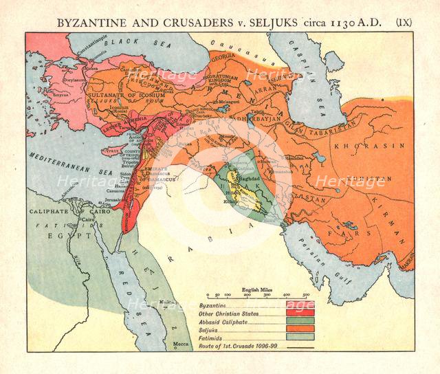 'Byzantine and Crusaders v. Seljuks, circa 1130 A.D.', c1915. Creator: Emery Walker Ltd.