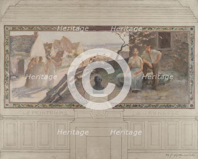 Esquisse de la mairie de Montreuil-sous-Bois : Le printemps - La jeunesse, 1892. Creators: Auguste-François-Marie Gorguet, Ernest de Bonnencontre.
