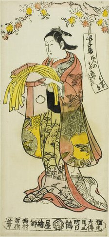 Beauty Carrying a Wedding Decoration, c. 1735. Creator: Nishimura Shigenobu.