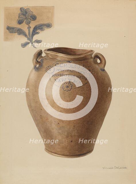 Jar, c. 1936. Creator: Yolande Delasser.