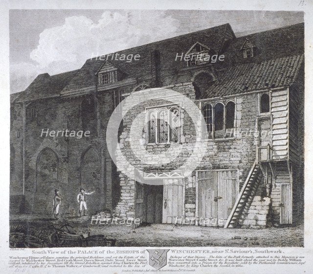 South view of the Bishop of Winchester's palace, Southwark, London, 1812. Artist: Anon